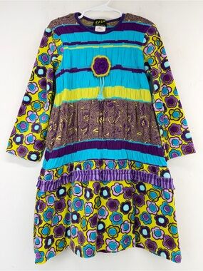 Zaza Couture size 5 Girls Multicolor Retro Floral Long Sleeve Tiered Dress